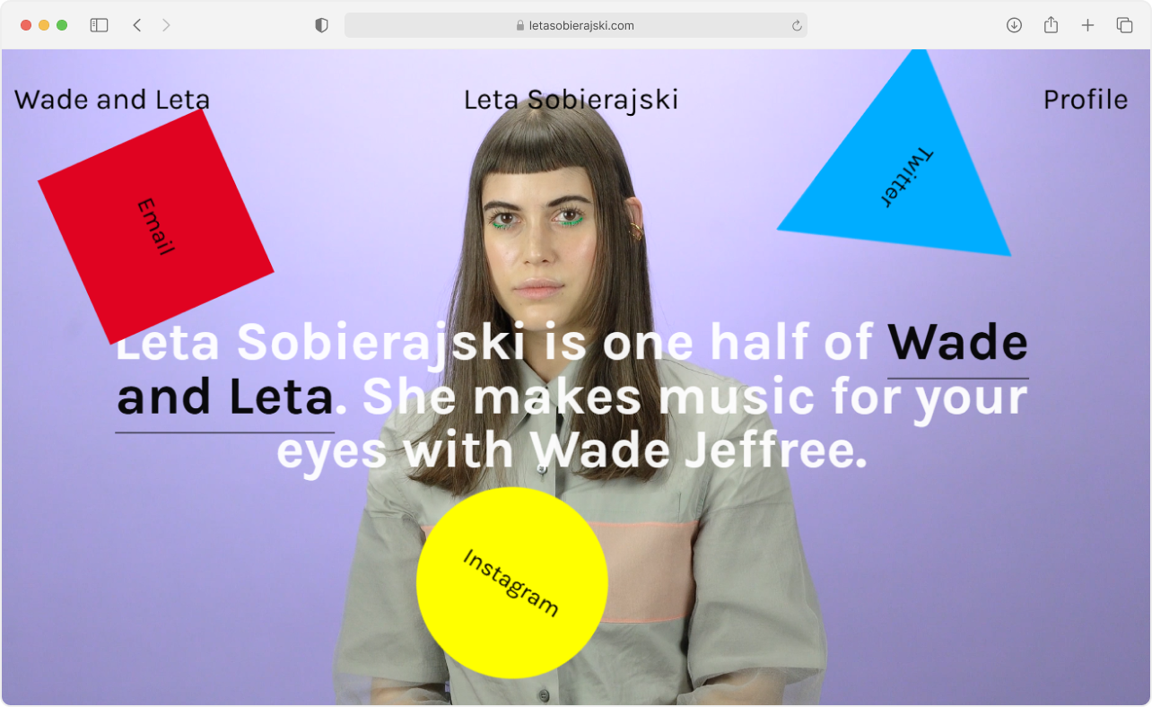 Screenshot from Leta Sobierajski's portfolio